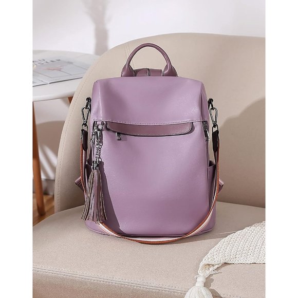 Women Purple PU Leather Anti Theft Shoulder Bags with Tassel main image 10